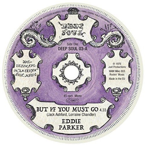 Purple vinyl record label with ornate design, displaying song and artist information.