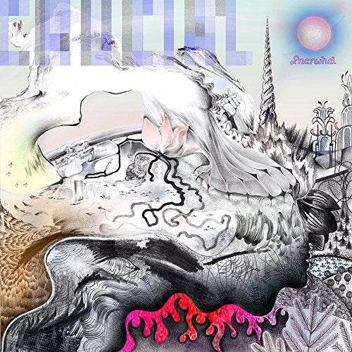 "Album cover art featuring a fantastical illustration of a sleeping figure with long hair."