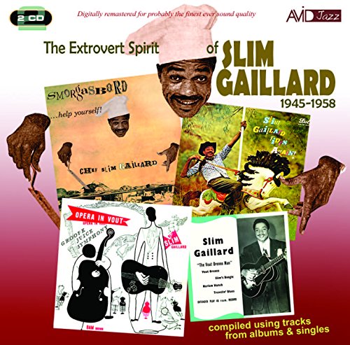 CD cover for Slim Gaillard jazz compilation, 1945-1958, with collage imagery.