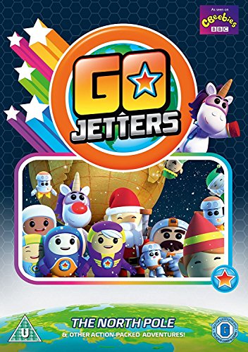 Go Jetters" DVD cover featuring cartoon characters and a snowy North Pole scene.