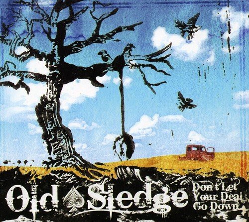 "CD cover with a bare tree, birds, and a red truck in a field."