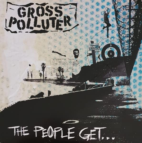 Album cover for “Gross Polluter” with collage of city and figures.