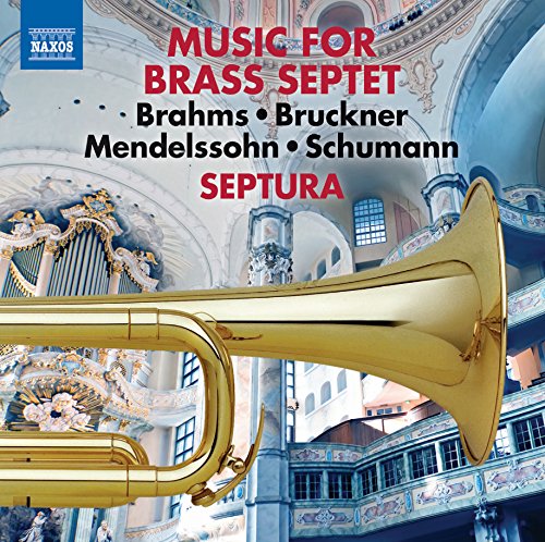 "CD cover featuring a large golden trumpet and ornate church interior background."