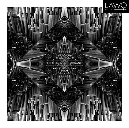 Black and white organ pipes in a mirrored pattern on a CD cover.