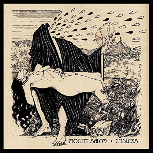 "Black and white album cover art featuring a surreal illustration of a floating figure."