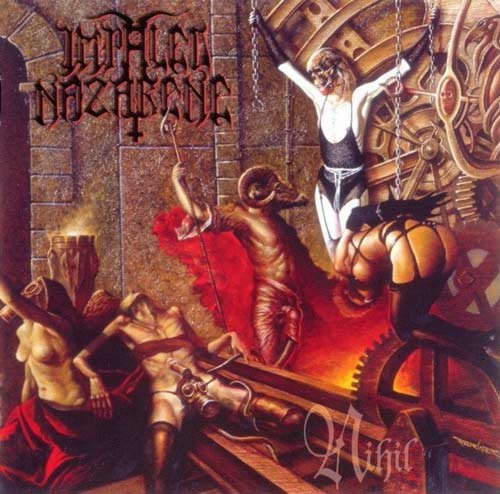 Album cover art: medieval torture scene with nude figures and machinery.