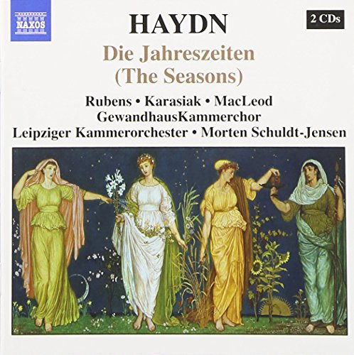 "CD cover featuring 'Haydn: The Seasons' with classical artwork of four women."