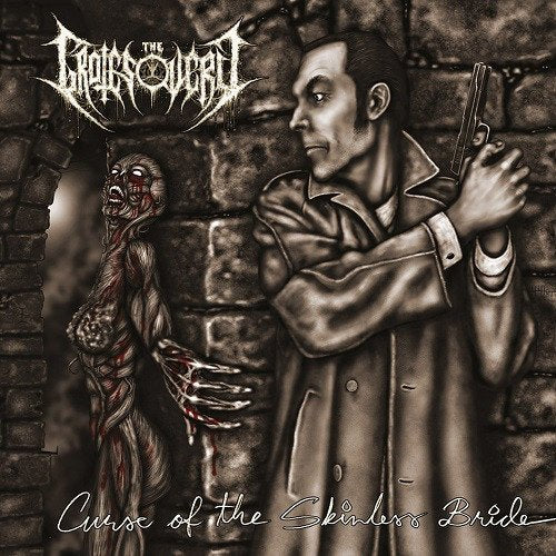Album cover: man with gun, distressed woman, gothic horror imagery.