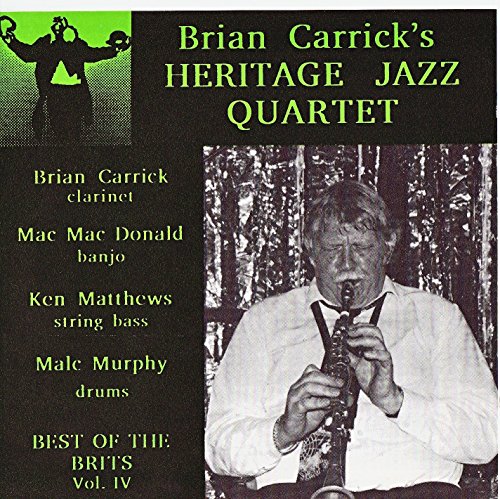 "CD cover with black background, green text, and black-and-white photo of man playing clarinet."