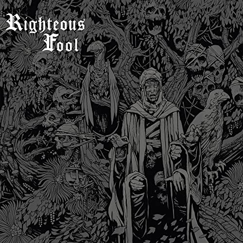 Black and white album cover with a hooded figure and skulls.