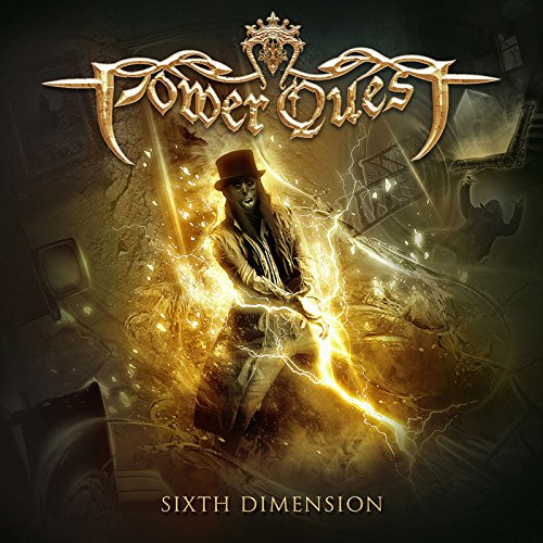 Power Quest album cover, “Sixth Dimension,” featuring a man amidst energy.