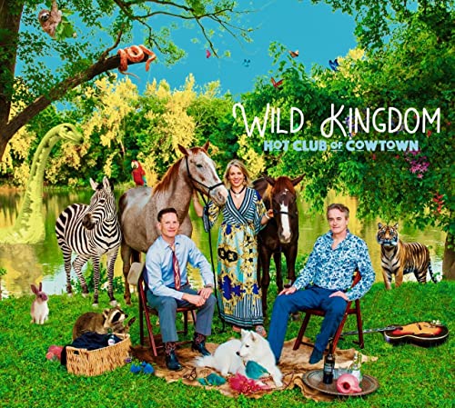 Album cover: Hot Club of Cowtown with people, animals, and a picnic.