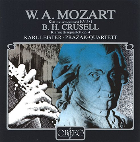 CD cover featuring a bust of Mozart and a clarinet, labeled "MOZART.