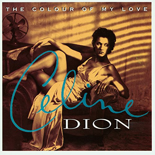 Celine Dion album cover, sepia-toned image of a reclining woman.