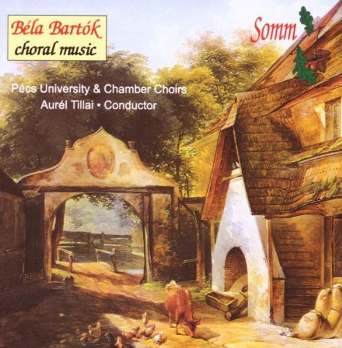 "CD cover featuring a painting of a rural scene with animals and a barn."