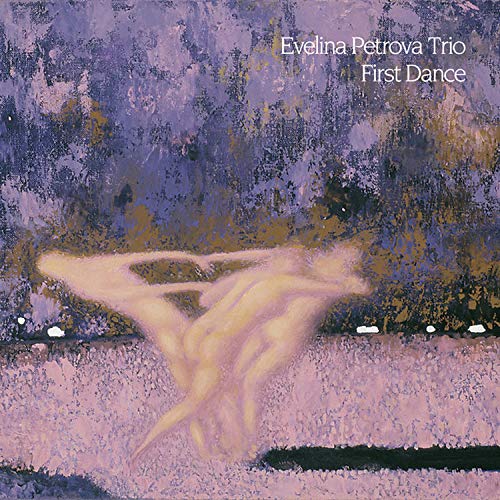 Jazz album cover with abstract painting of dancing figures in purple and pink hues.