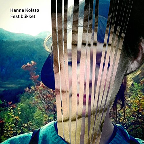 A woman's face is partially obscured by harp strings, with a natural landscape background.