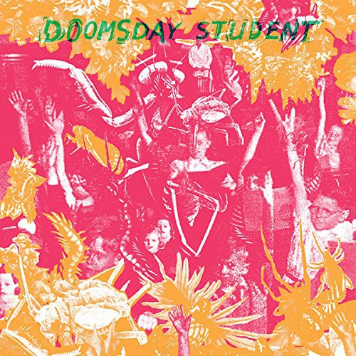 Album cover with pink background, green title, and yellow and white illustrations of people.