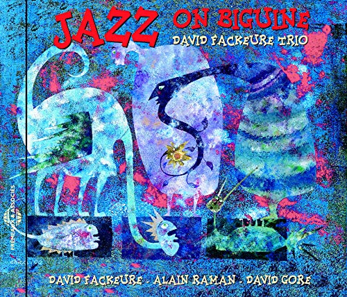 CD cover for “Jazz On Biguine” with abstract bird and musical imagery.
