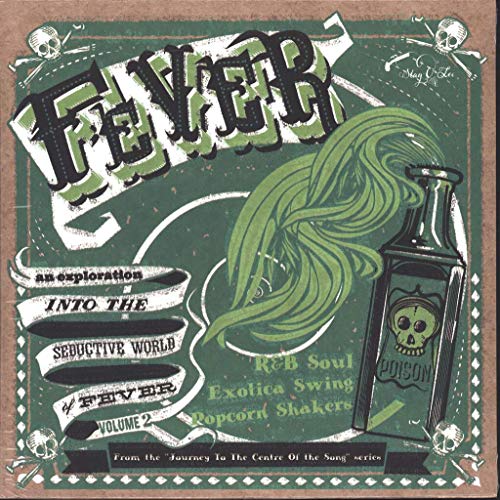 "Album cover with green background, 'Fever' title, and illustration of hair and bottle."