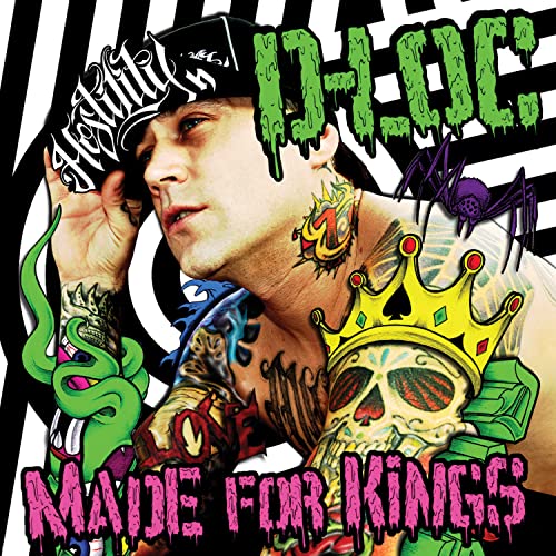 CD cover featuring a tattooed man wearing a crown and holding a phone.