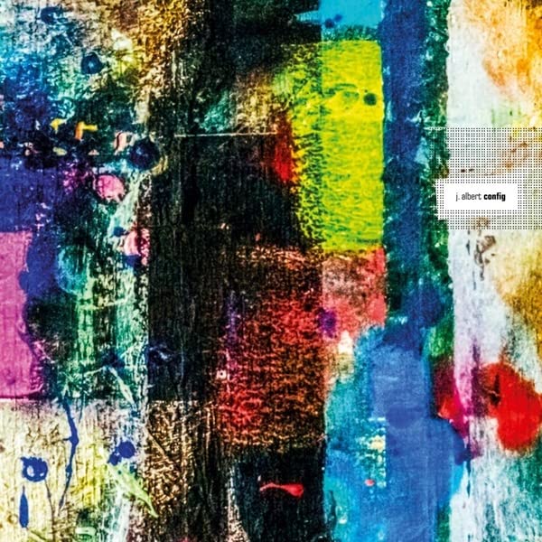 Abstract colorful vinyl record cover with text reading "j. albert config".