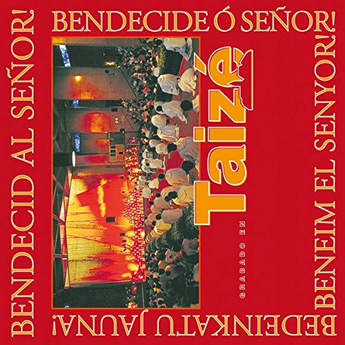 "CD cover with red background, yellow text, and a photo of a crowd holding candles."