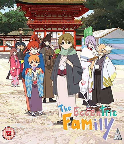 Anime characters stand before a traditional Japanese shrine on Blu-ray cover.