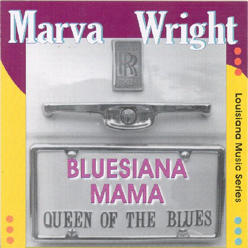 "CD cover with silver trunk and text 'Bluesiana Mama' and 'Queen of the Blues'."