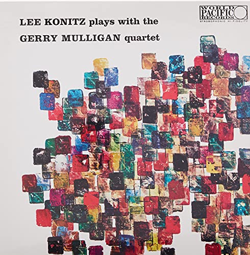 Album cover for “Lee Konitz Plays With The Gerry Mulligan Quartet” with abstract art.