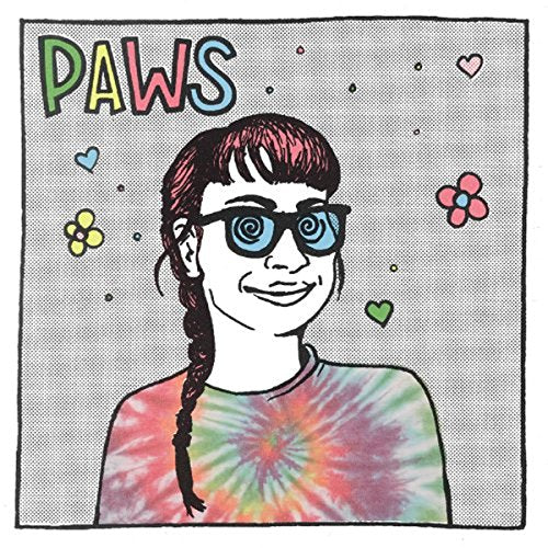 Hand-drawn CD cover for Paws, featuring a woman with spiral glasses.