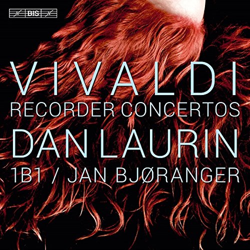 CD cover for Vivaldi’s Recorder Concertos featuring red hair and white text.