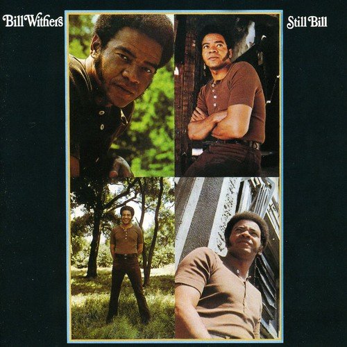 "Album cover with four photos of Bill Withers on a black background."