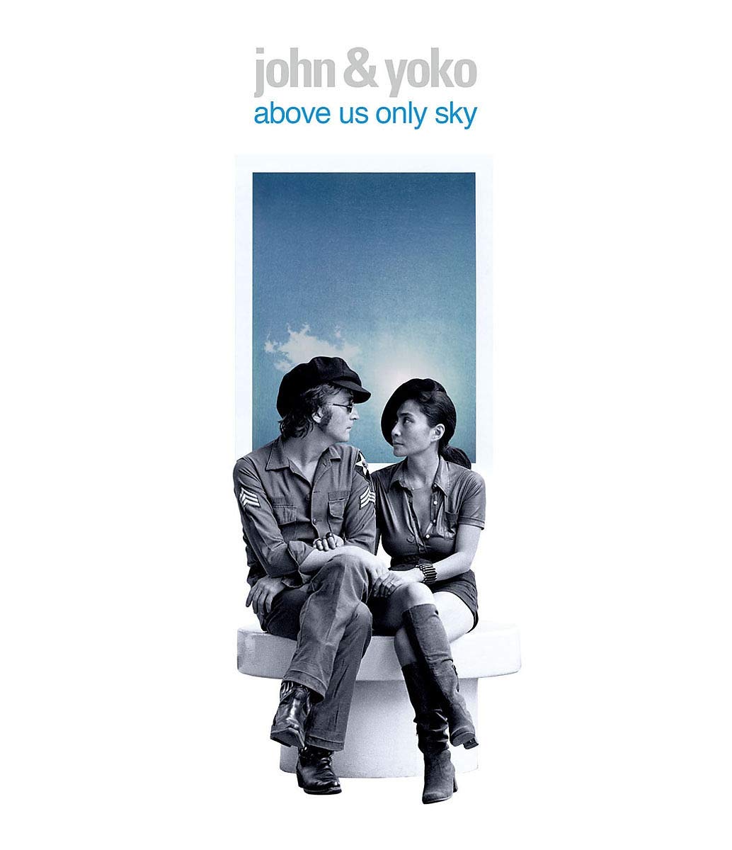 "Blu-ray cover featuring John Lennon and Yoko Ono sitting together on a bench."