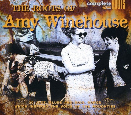 "CD cover with black-and-white photo and orange text, featuring 'Amy Winehouse' prominently."
