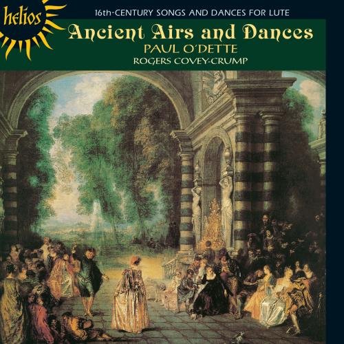 "CD cover featuring a Renaissance-style painting of people dancing in an arched courtyard."