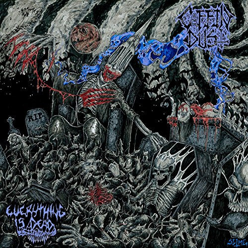 "Album cover art featuring a dark, gothic illustration of skeletons and zombies."