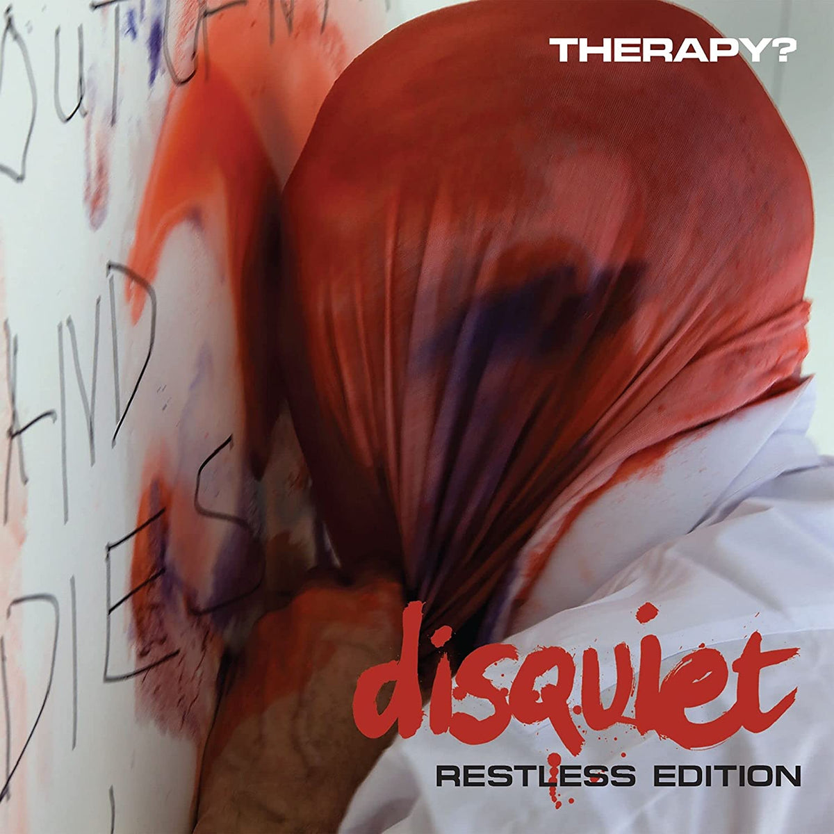 CD cover for Therapy?’s “Disquiet - Restless Edition” with a shrouded figure.