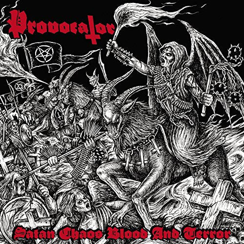 Black and white album cover depicting a horned, cloaked figure and skulls.