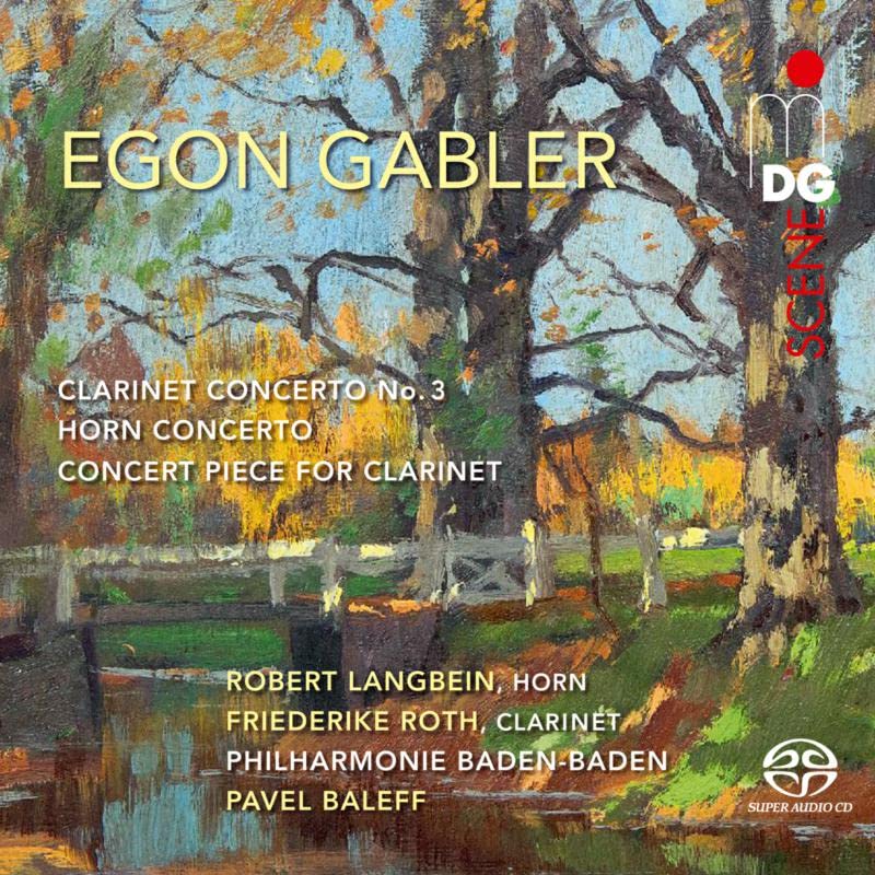 CD cover featuring a painting of trees, text listing composers and performers.
