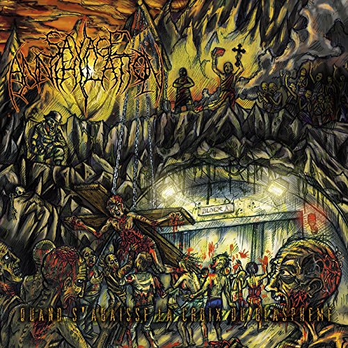 Dark, illustrated album cover depicting a chaotic, violent religious scene.