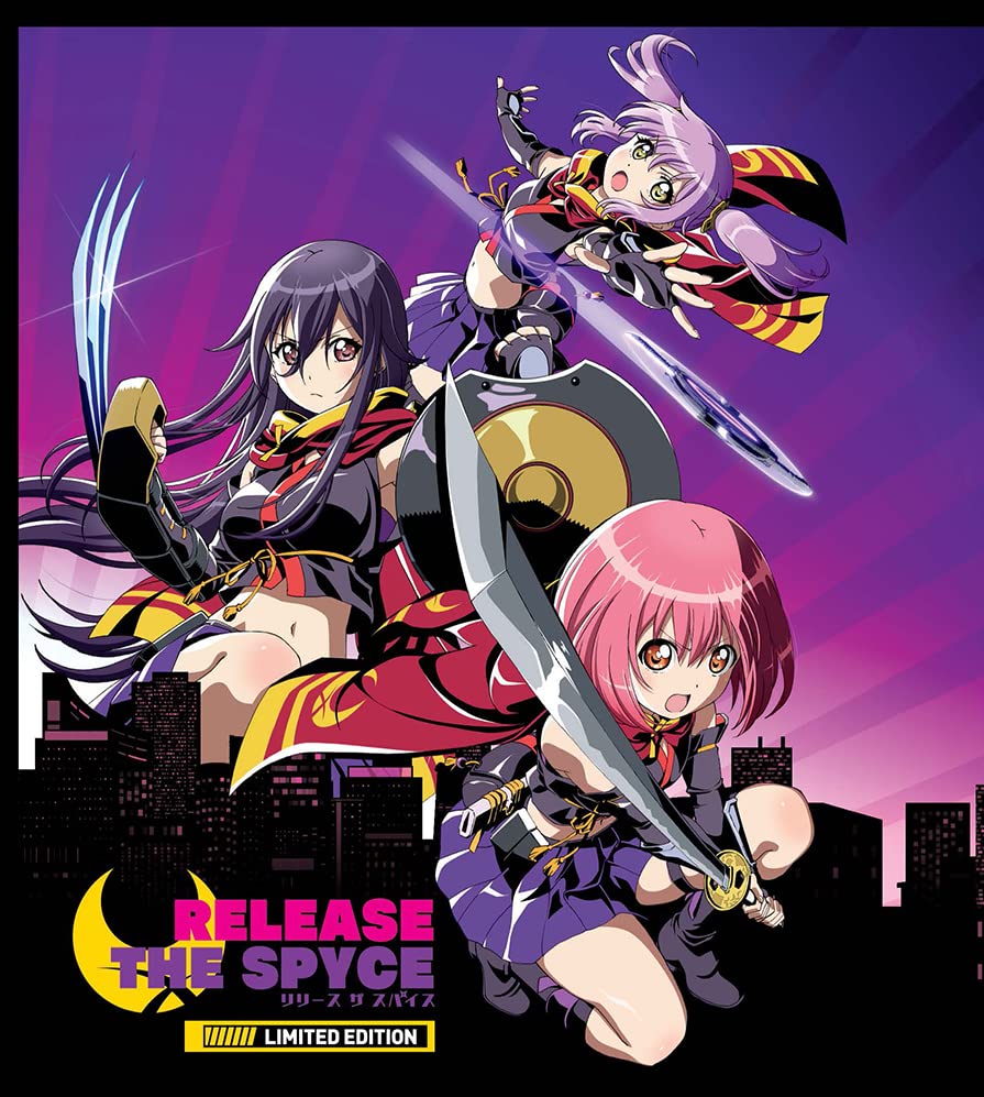 Blu-ray cover for "Release The Spyce" featuring anime characters and city skyline.