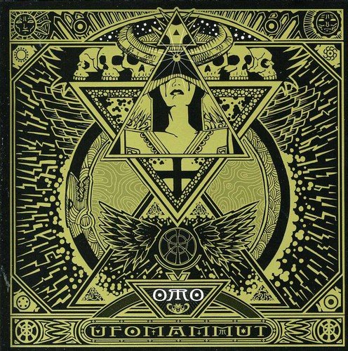"Gold and black album cover with occult symbols and a veiled figure."
