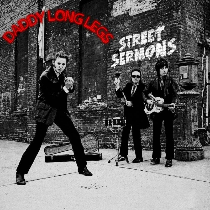 Black and white album cover of three musicians with "Daddy Long Legs.