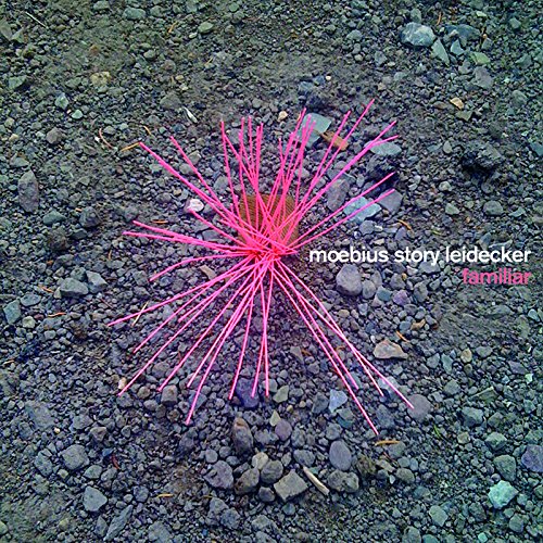 A pink, spiky object on gravel, with white and red text overlay.