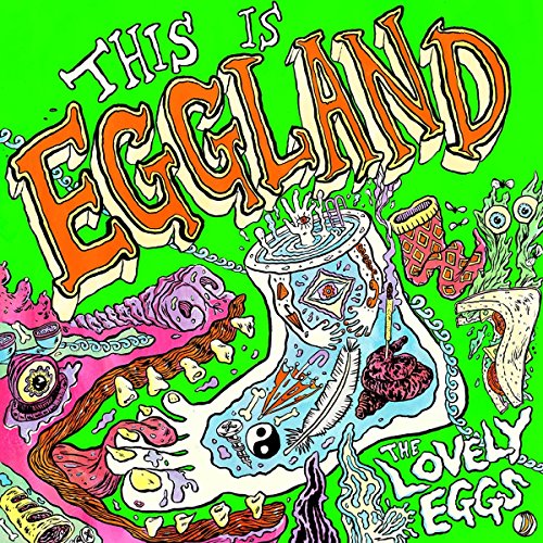 Bright green album cover with psychedelic cartoon eggs and lettering.