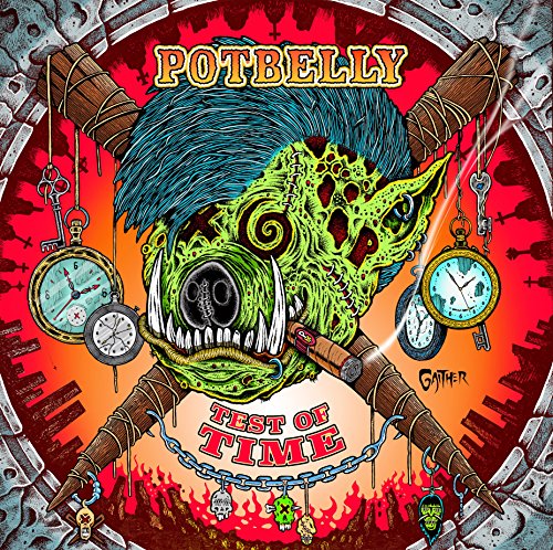 Vinyl record cover: green face with red streaks, skull, and text.