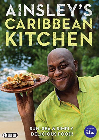 DVD cover featuring Ainsley holding a plate of food, wearing a green shirt.