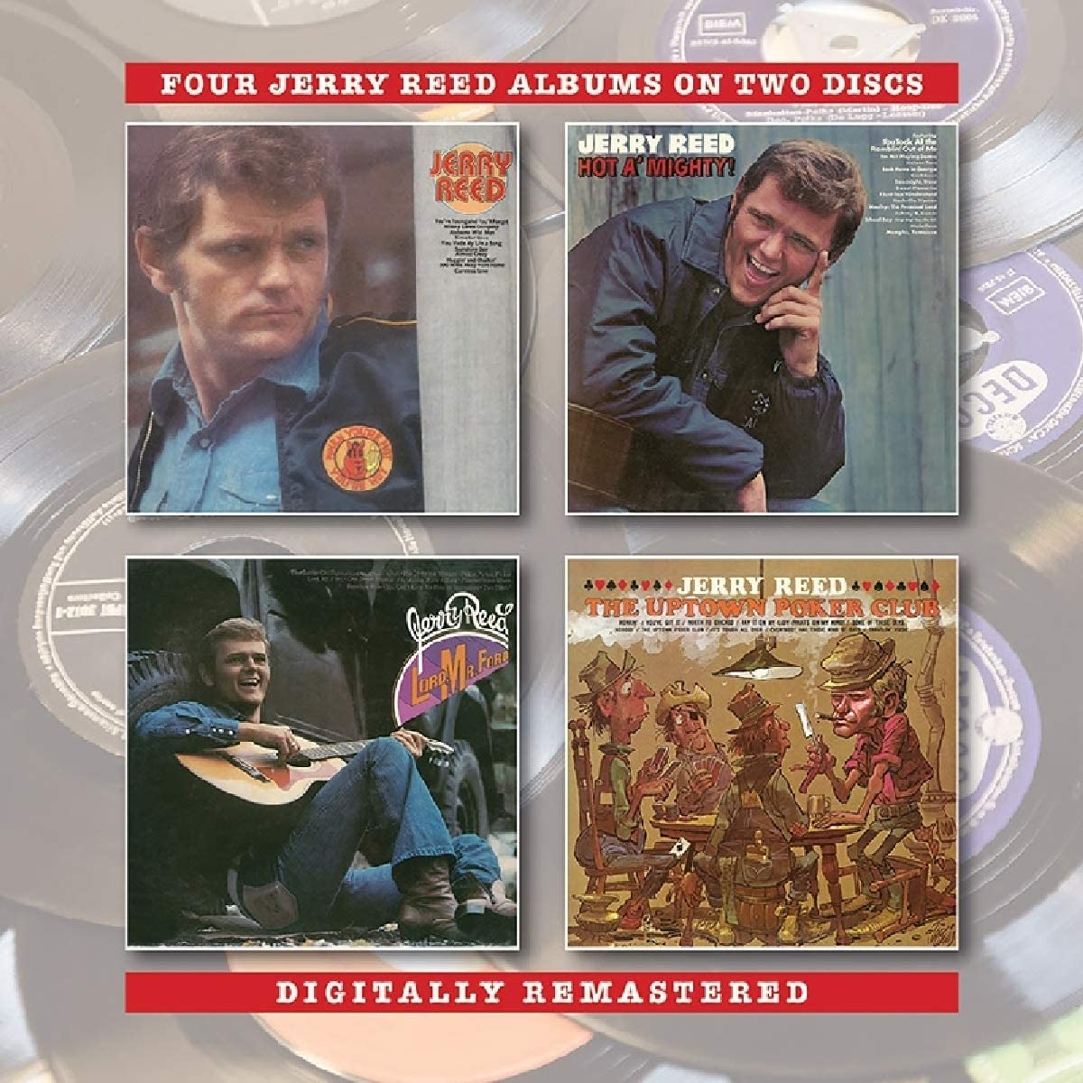 CD cover with four Jerry Reed album covers on a vinyl background.