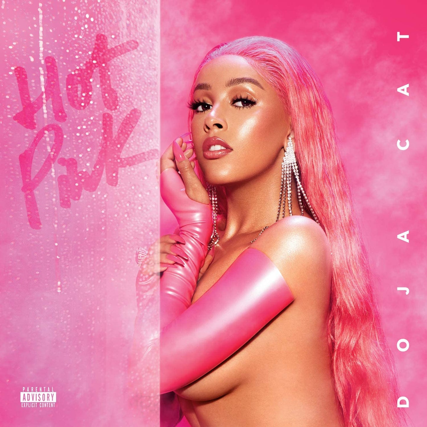Album cover featuring a woman with long pink hair and pink clothing against a pink background.